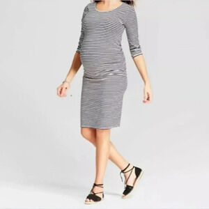 Ingrid and Isabel Maternity striped bodycon dress